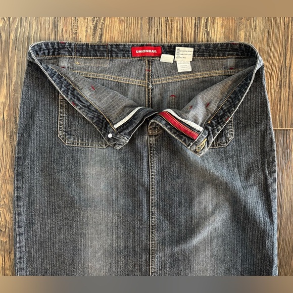 Unionbay Maxi Jean Skirt Juniors Sz 13 Side Slits Blue Dark Wash Denim Y2K Vtg - Picture 9 of 14